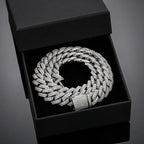 14MM Square - Edge Moissanite Cuban Link Chain 16 IN - Shop Gold Supply