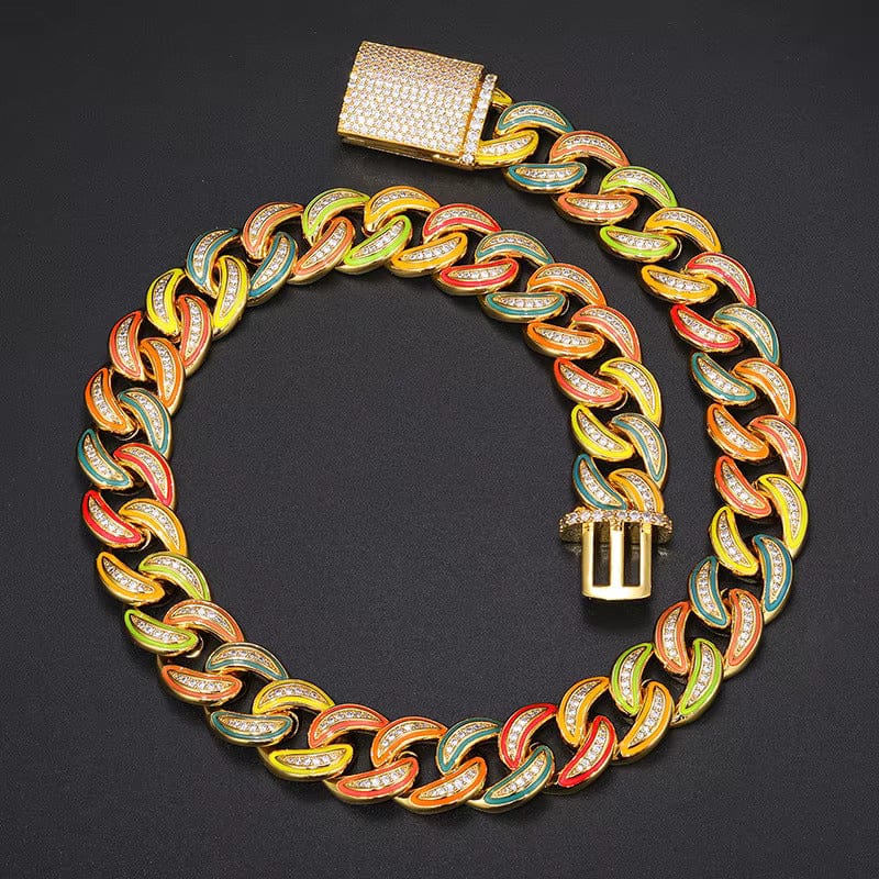 18MM Glow Curve Cuban Link Chain – “Luminous Wave” Edition White Gold 8 IN (Bracelet) - Shop Gold Supply