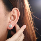 8.8MM Moissanite Pavé Dome Stud Earrings – “Infinite Shine” Edition White Gold - Shop Gold Supply