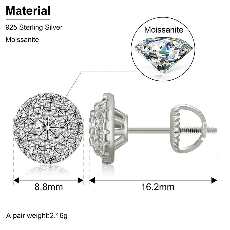 8.8MM Moissanite Pavé Dome Stud Earrings – “Infinite Shine” Edition White Gold - Shop Gold Supply
