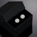 8.8MM Moissanite Pavé Dome Stud Earrings – “Infinite Shine” Edition White Gold - Shop Gold Supply