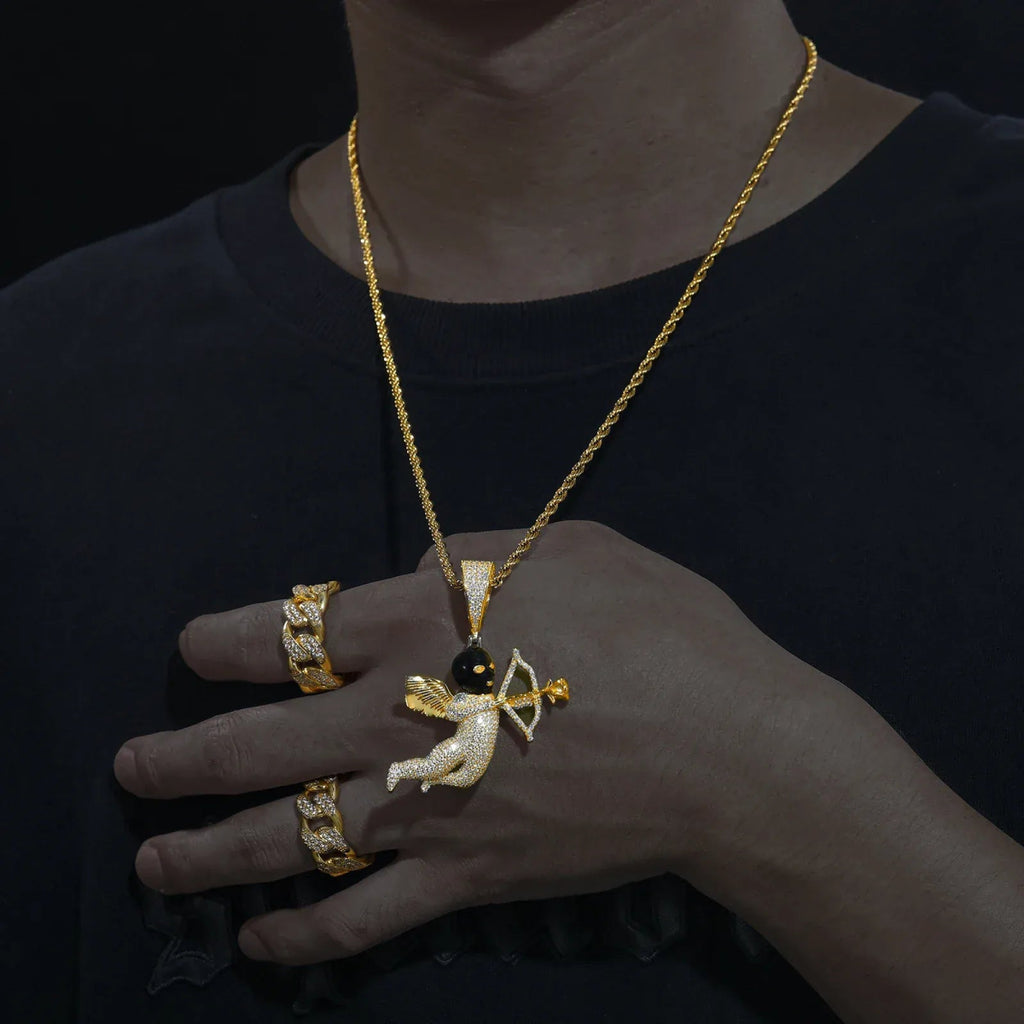 Angel Shooter Moissanite Pendant – “Love Struck” Edition Yellow Gold - Shop Gold Supply