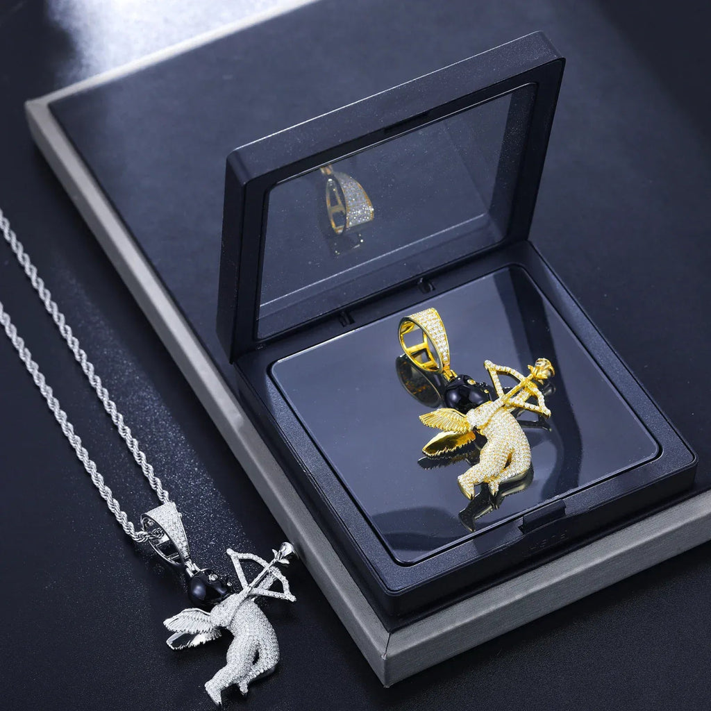 Angel Shooter Moissanite Pendant – “Love Struck” Edition Yellow Gold - Shop Gold Supply