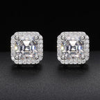 Asscher Halo Moissanite Stud Earrings – “Royal Ice” Edition - Shop Gold Supply