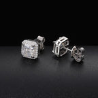 Asscher Halo Moissanite Stud Earrings – “Royal Ice” Edition - Shop Gold Supply