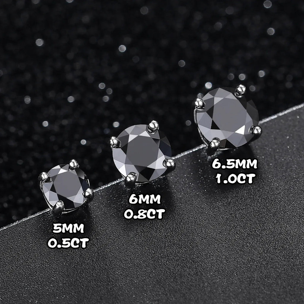 Black Moissanite Round Stud Earrings – “Shadow Ice” Edition White Gold 0.5 Carat (5MM) - Shop Gold Supply
