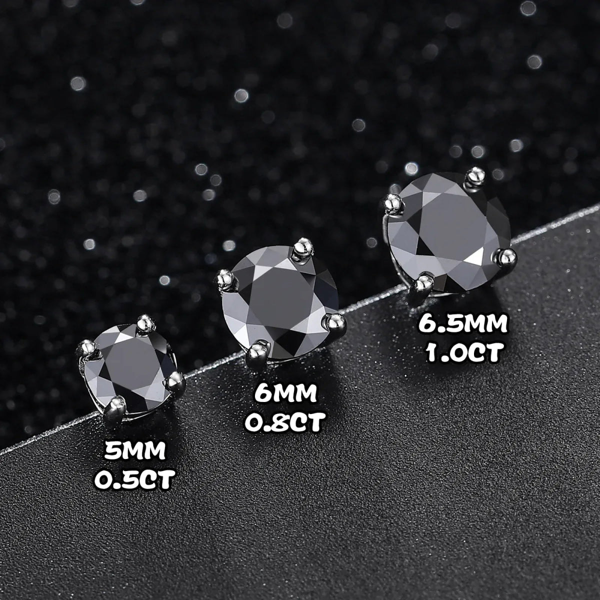 Black Moissanite Round Stud Earrings – “Shadow Ice” Edition White Gold 0.5 Carat (5MM) - Shop Gold Supply
