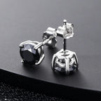 Black Moissanite Round Stud Earrings – “Shadow Ice” Edition White Gold 0.5 Carat (5MM) - Shop Gold Supply