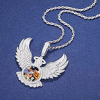 Custom Angel Wing Photo Pendant – “Heavenbound Tribute” Edition VVS1 5A CZ White Gold 18 IN Rope - Shop Gold Supply