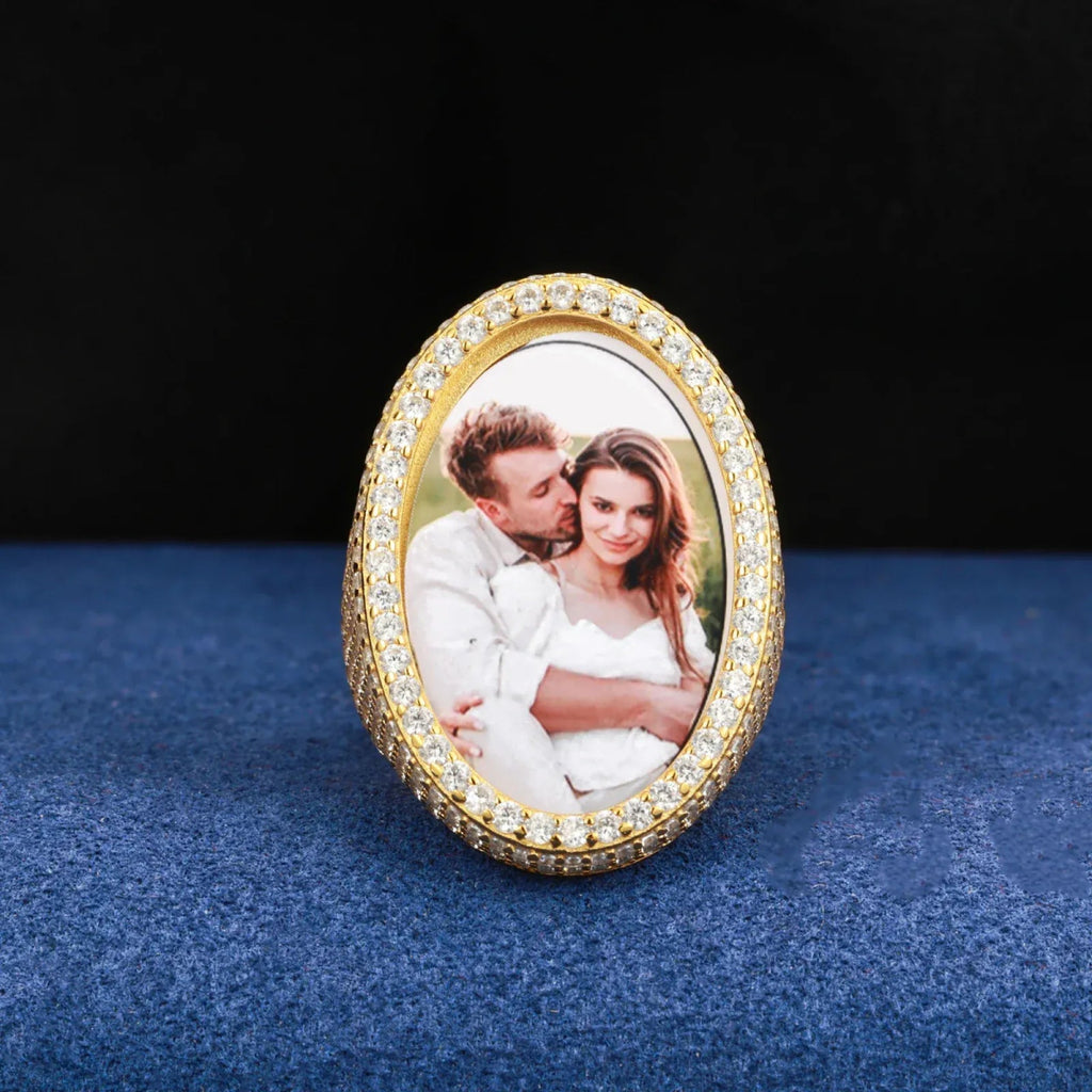 Custom Iced Photo Memory Ring – “Eternal Portrait” Edition VVS1 5A CZ Yellow Gold 9 - Shop Gold Supply