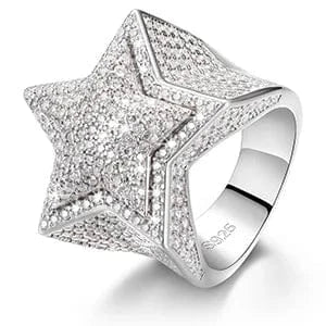 White Gold / 7 Five-Point Star Pavé Ring – “Supernova Shine” Edition - The Gold Supply