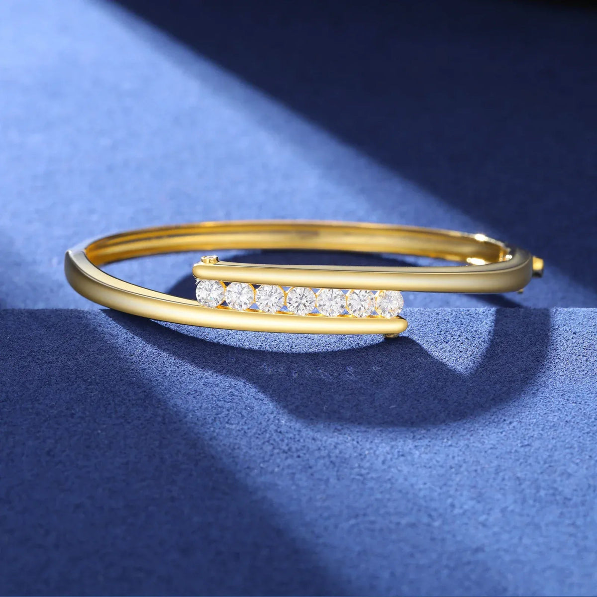 Floating Bar Bangle Bracelet – “Levitating Shine” Edition VVS 5A CZ 7 IN White Gold - Shop Gold Supply