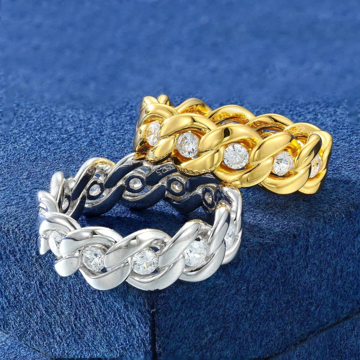 Floating Stone Cuban Link Ring – “Diamond Spine” Edition Gold 6 - Shop Gold Supply