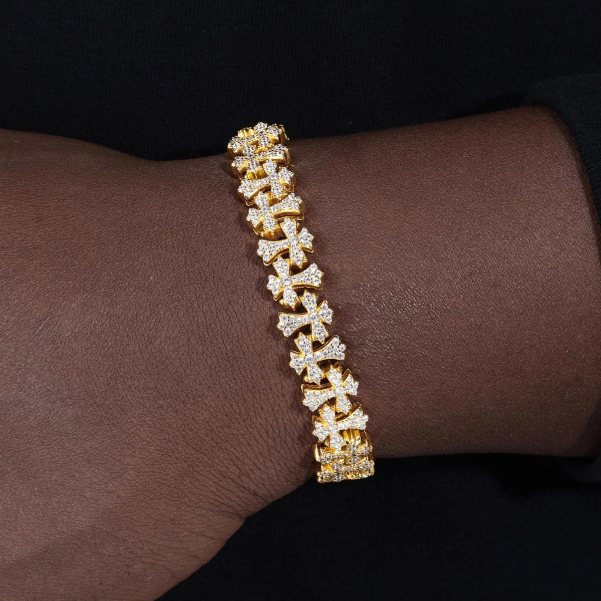 Gothic Ice Link Bracelet – “Sanctuary Shine” Edition VVS 5A CZ 6 IN White Gold - Shop Gold Supply