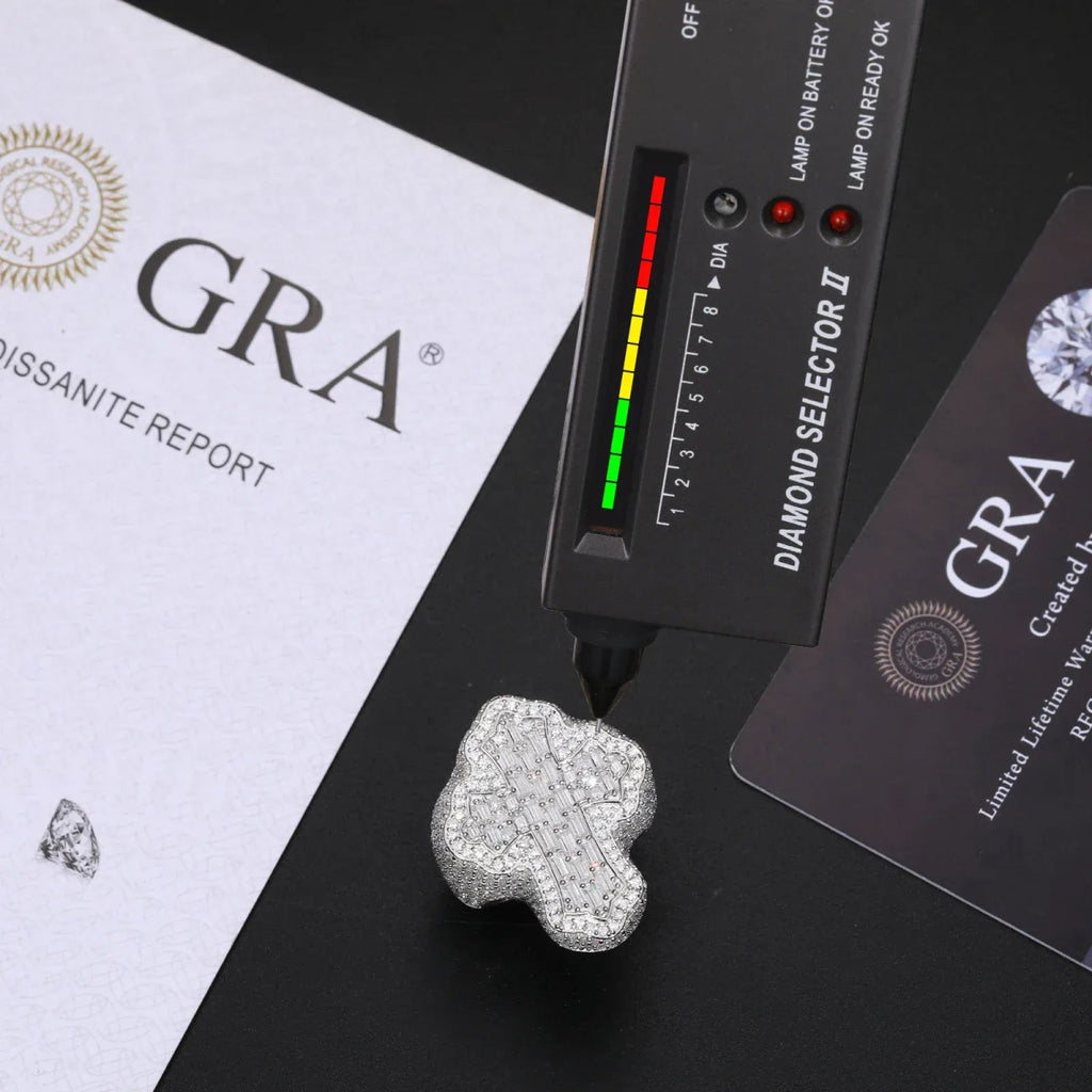 Iced Baguette Cross Ring – “Divine Shine” Edition VVS 5A CZ 7 White Gold - Shop Gold Supply