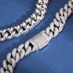 16MM / White Gold / 18 IN (Necklace) Iced Bubble Cuban Chain – ”Avalanche Links” Edition - The Gold Supply