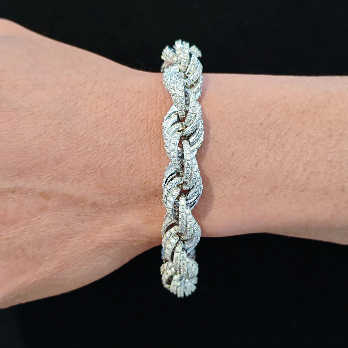 Iced Rope Bracelet – “Glacier Twist” Edition White Gold 6 IN 8MM Moissanite - Shop Gold Supply