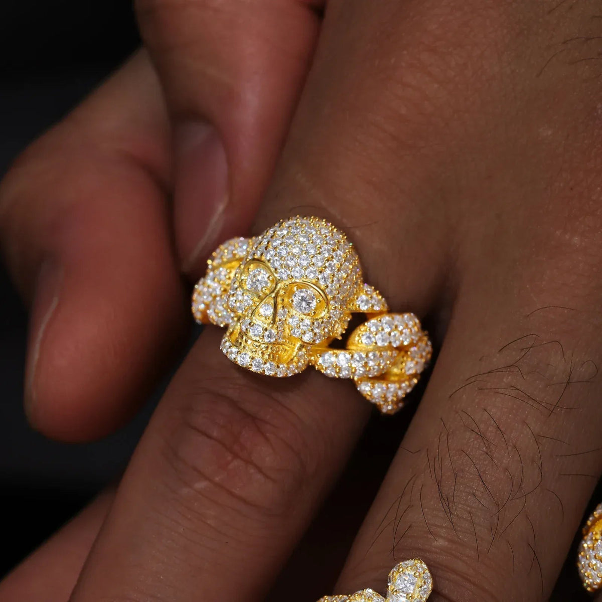 Iced Skull Statement Ring – “Pharaoh’s Fury” Edition Yellow Gold 7 - Shop Gold Supply