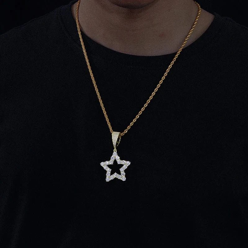 Iced Star Moissanite Pendant – “North Star Shine” Edition Yellow Gold - Shop Gold Supply