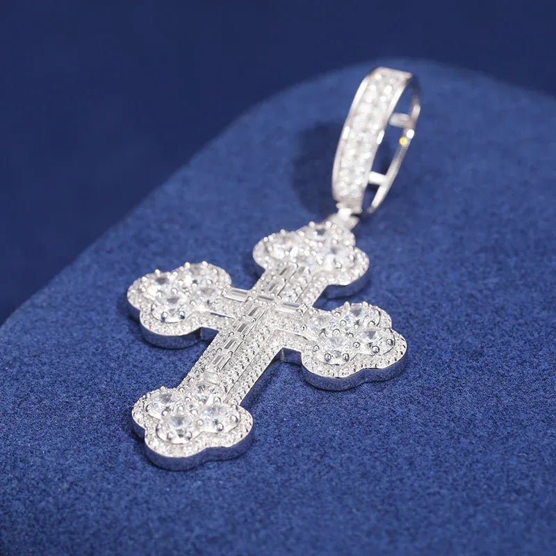 Imperial Iced Cross Pendant – “Crown of Light” Edition Moissanite White Gold - Shop Gold Supply