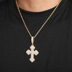 Imperial Iced Cross Pendant – “Crown of Light” Edition Moissanite White Gold - Shop Gold Supply