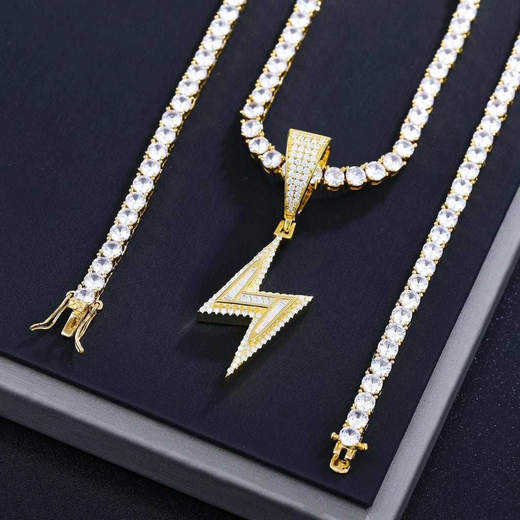 Lightning Moissanite Pendant – “Voltage Strike” Edition Yellow Gold - Shop Gold Supply