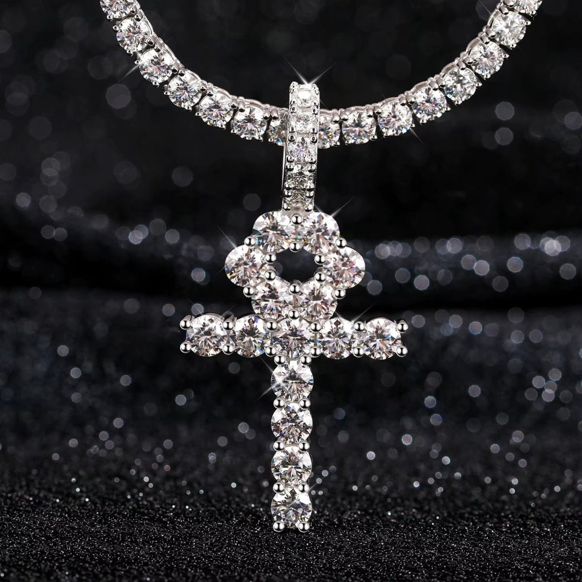 Line Set Moissanite Ankh Pendant – “Life Eternal” Edition Small - Shop Gold Supply