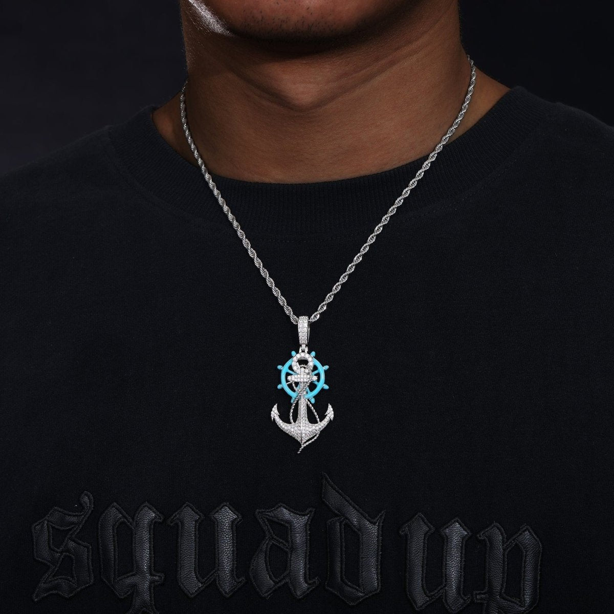 Moissanite Glow Anchor Helm Pendant – “Stormproof” Edition Yellow Gold - Shop Gold Supply