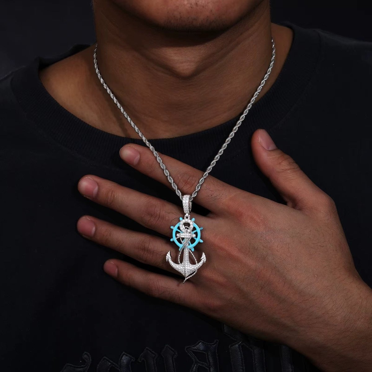 Moissanite Glow Anchor Helm Pendant – “Stormproof” Edition Yellow Gold - Shop Gold Supply