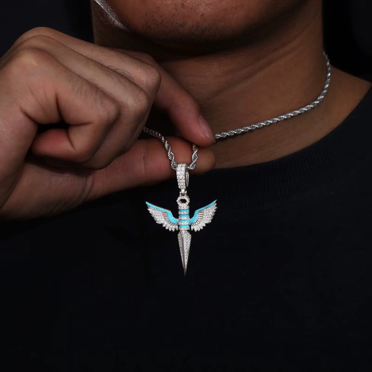 Moissanite Glow Angel Dagger Pendant – “Heaven’s Edge” Edition - The Gold Supply