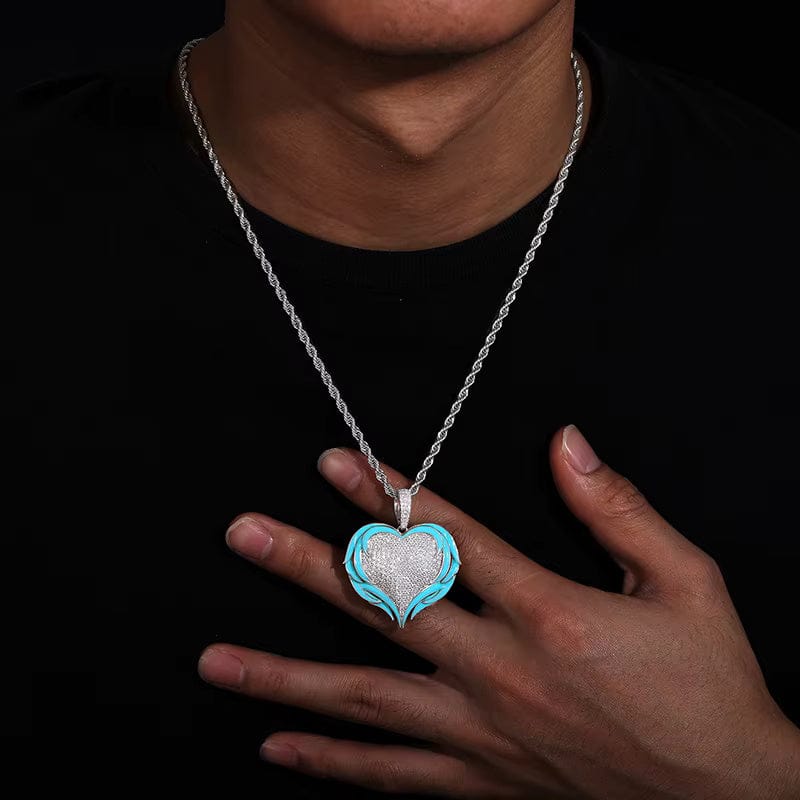 Moissanite Glow Angel Heart Pendant – “Divine Flame” Edition - Shop Gold Supply