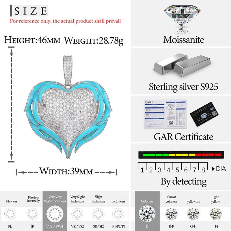 Moissanite Glow Angel Heart Pendant – “Divine Flame” Edition - Shop Gold Supply