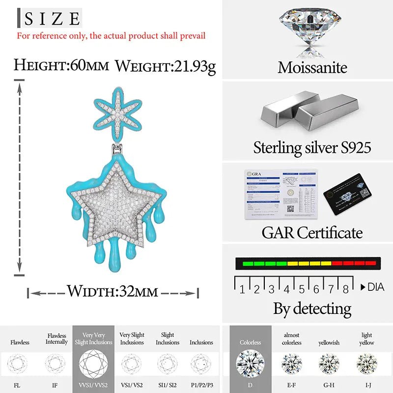 Moissanite Glow Drip Star Pendant – “Stellar Melt” Edition - Shop Gold Supply