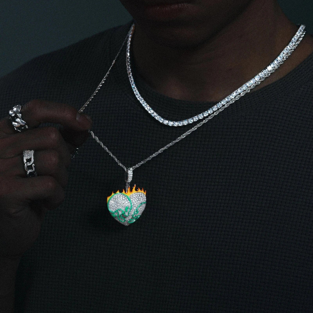 Moissanite Glow Fire Heart Pendant – “Burning Desire” Edition - Shop Gold Supply