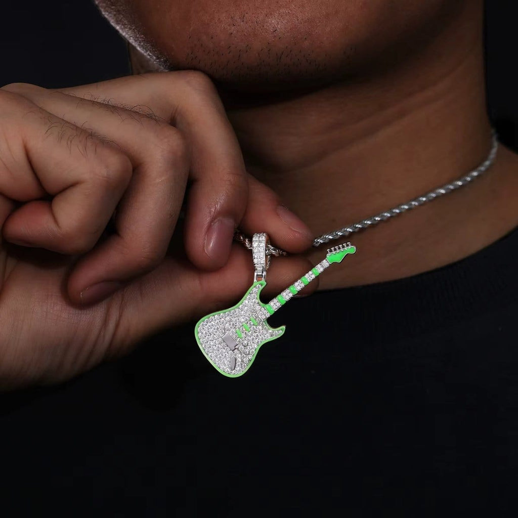 Moissanite Glow Guitar Pendant – “Electric Pulse” Edition - The Gold Supply