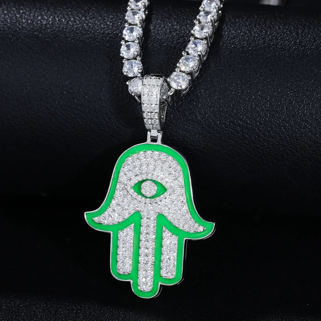 Moissanite Glow Hamsa Pendant – “Guardian Light” Edition - Shop Gold Supply