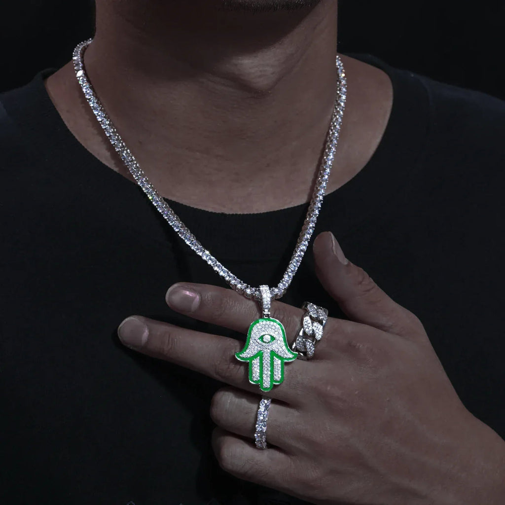 Moissanite Glow Hamsa Pendant – “Guardian Light” Edition - Shop Gold Supply