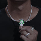 Moissanite Glow Hamsa Pendant – “Guardian Light” Edition - Shop Gold Supply