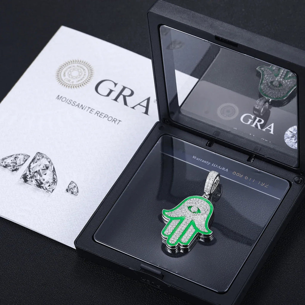 Moissanite Glow Hamsa Pendant – “Guardian Light” Edition - Shop Gold Supply
