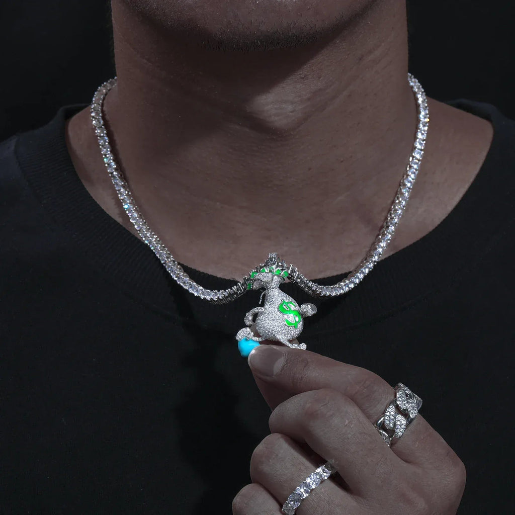 Moissanite Glow Money Bag Pendant – “Run the Bag” Edition - Shop Gold Supply