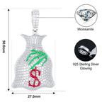 Moissanite Glow Money Bag Pendant – “Secure the Bag” Edition - Shop Gold Supply