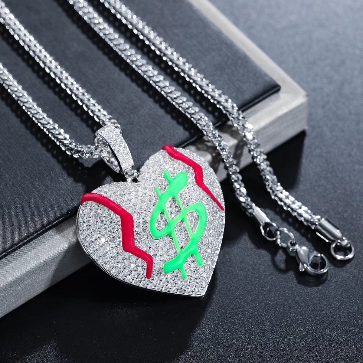 Moissanite Glow Money Heart Pendant – “Broken Rich” Edition - The Gold Supply