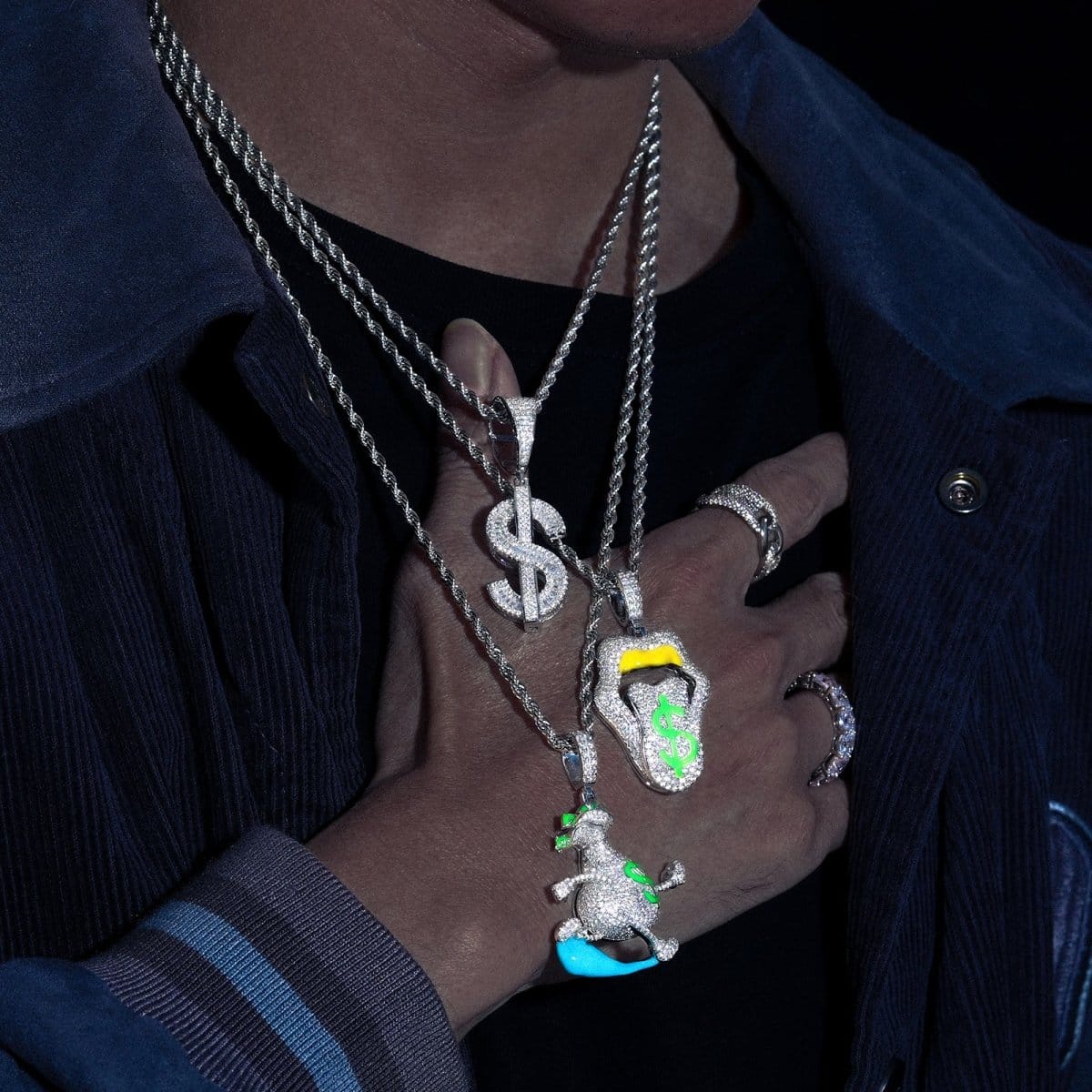 Moissanite Glow Money Mouth Pendant – “Drip Dollar” Edition - The Gold Supply