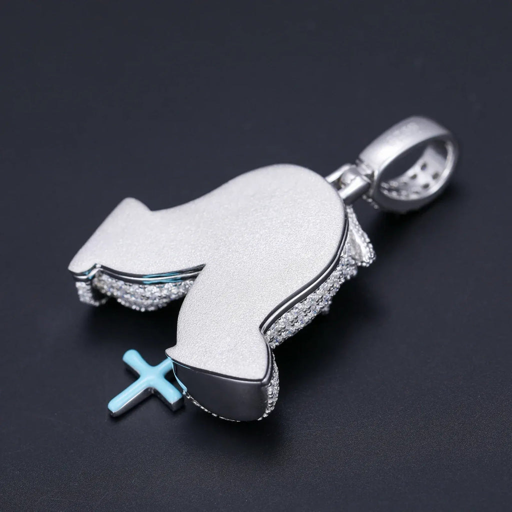 Moissanite Glow Prayer Hands Pendant – “Blessed Drip” Edition - Shop Gold Supply