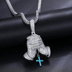 Moissanite Glow Prayer Hands Pendant – “Blessed Drip” Edition - Shop Gold Supply