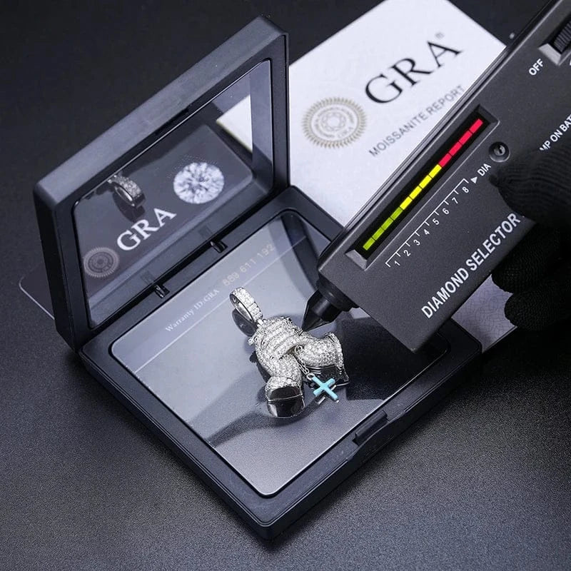 Moissanite Glow Prayer Hands Pendant – “Blessed Drip” Edition - Shop Gold Supply