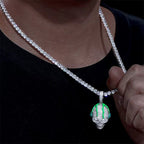 Moissanite Glow Skull Glow Pendant – “Neon Drip” Edition - The Gold Supply