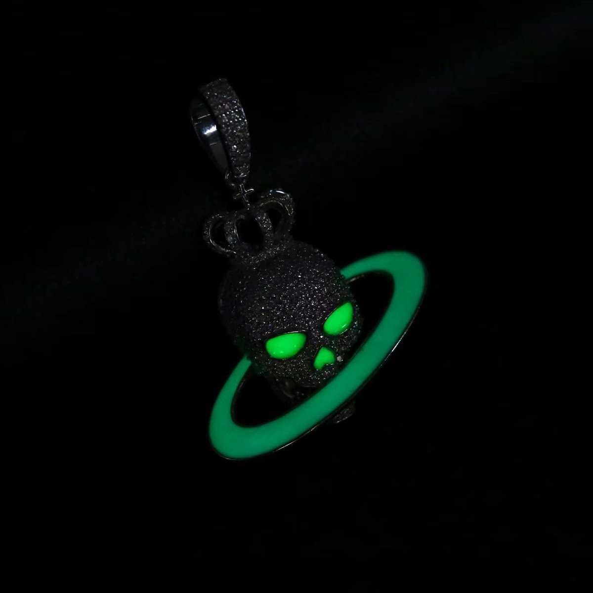Moissanite Glow Skull Saturn Pendant – “Cosmic Reign” Edition - Shop Gold Supply