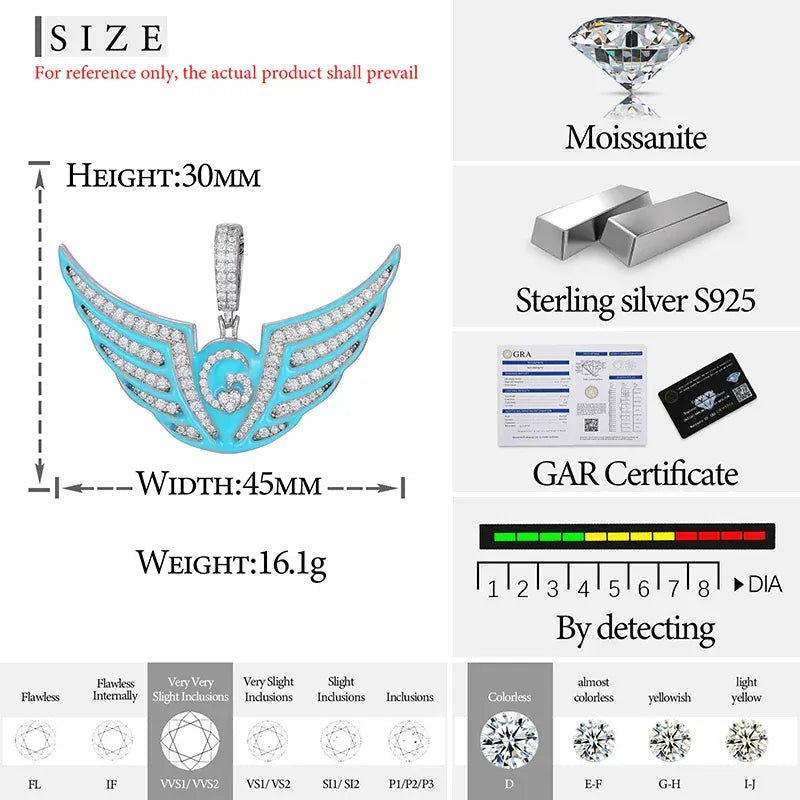 Moissanite Glow Winged Aura Pendant – “Ascendant Edition” - Shop Gold Supply