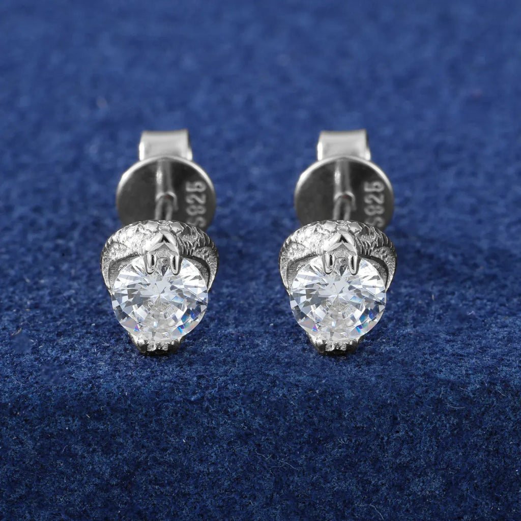 Moissanite Snakehead Stud Earrings – “Venom Strike” Edition White Gold - Shop Gold Supply